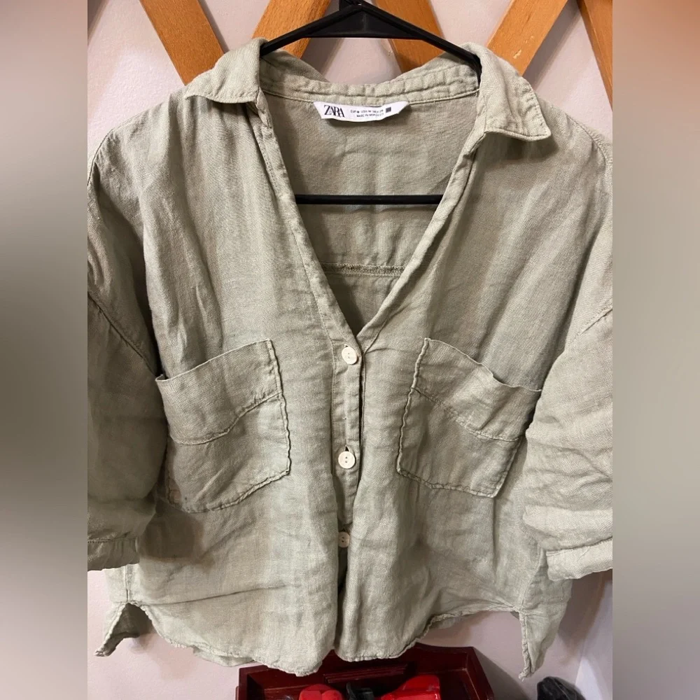 Zara Linen Button Down - Picture 5 of 7